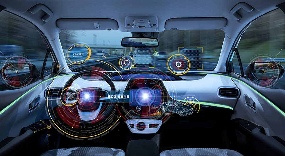 Intelligent car safety tech on dashboard
